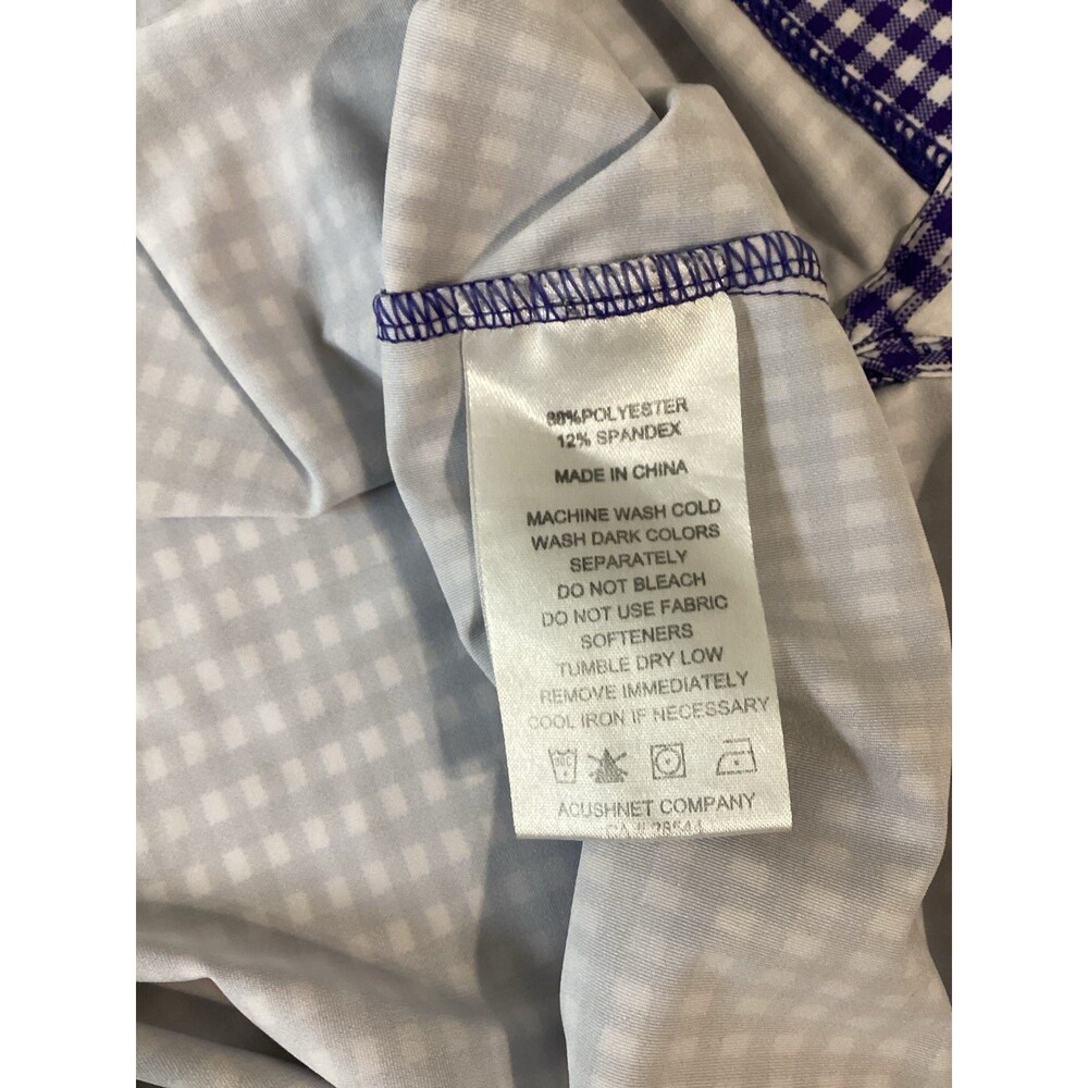 FootJoy Polo Shirt Men’s Size L Color Purple White Checkered Embroidered Golf - Picture 5 of 7